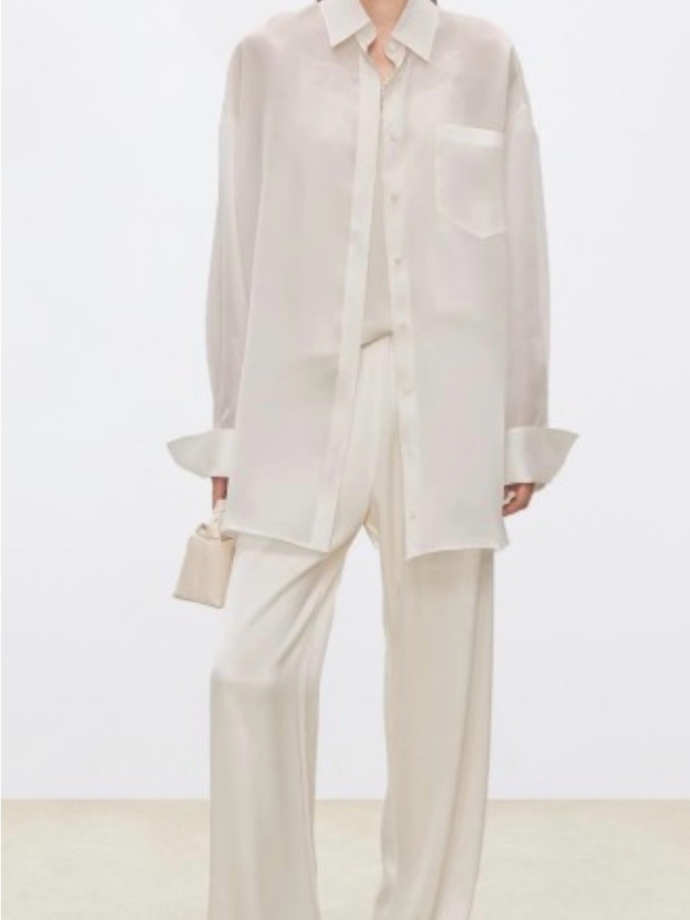 Chicjoc Wide Leg Beige Trousers Cream Wide-Leg Pants EU Size 34 US 2